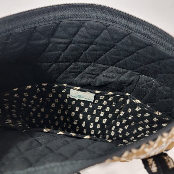 Vera Bradley Double Handle Purse Black Brown Zebra Retired + Cosmetic Bag Zip Up - Picture 6 of 11